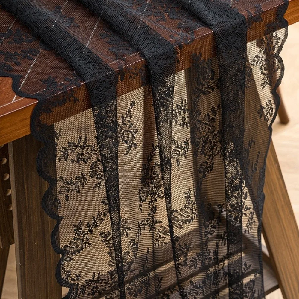 Durable Lace Fabric Lace Table Runner Floral Pattern Boho Table Cover Wedding Table Decor Dressing Table Shoe Cabinet