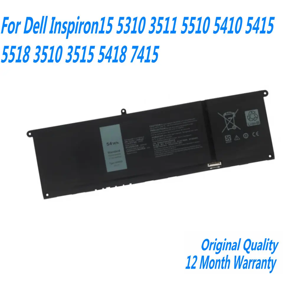 

New V6W33 Laptop Battery For Dell Inspiron15 5310 3511 5510 5410 5415 5518 3510 3515 5418 7415 15V 54WH