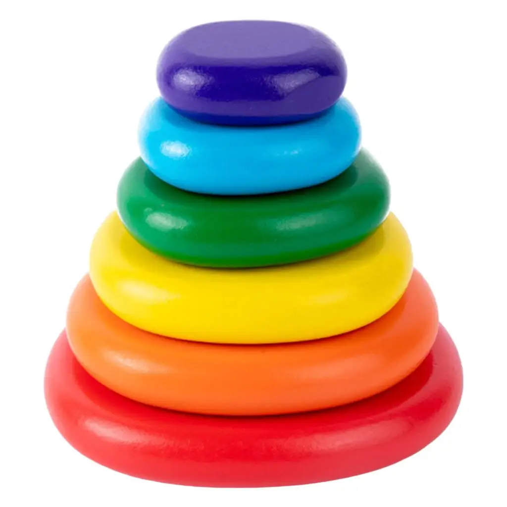 Wooden Stacking Blocks Iris Building Hand-Eye Coordination Classic Stacker Set for Kids Toy Fine Motor Skill