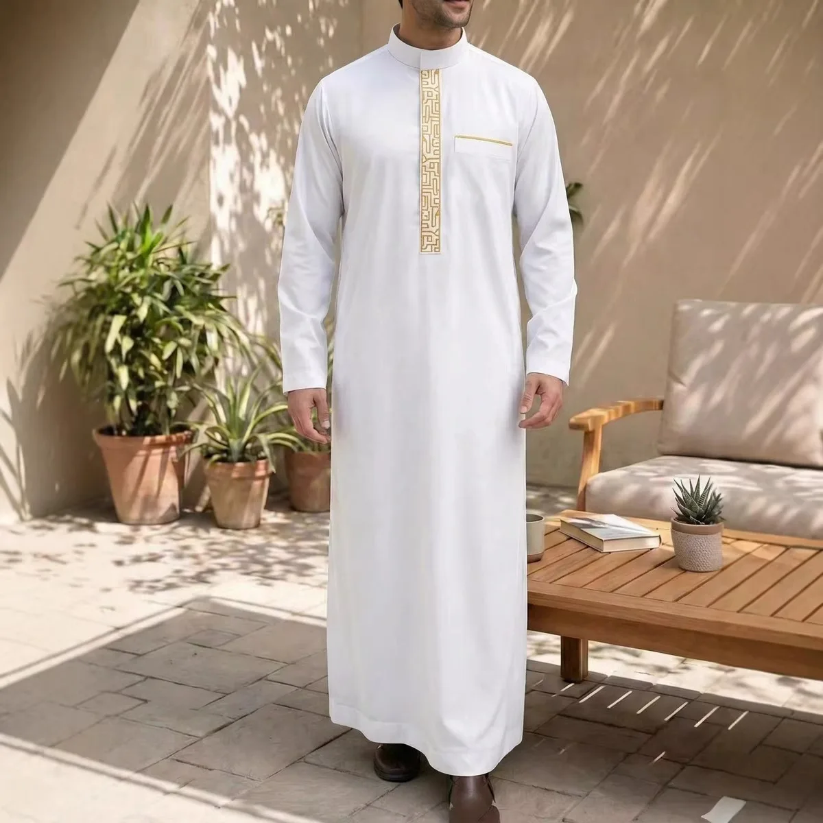 Islamic Men's Traditional Jubbe Thobe Saudi Arabic Jubbah Thawb Robe Muslim Jalabiya White Tunics Prayer Abaya Morocco Kaftan