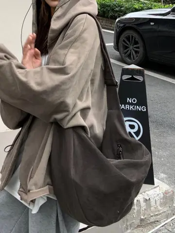 레트로 가을/겨울 대용량 캔버스 만두 가방 크로스 바디 싱글 숄더 백 남성용 여성용 하라주쿠 캐주얼 스타일 토트