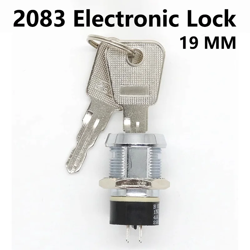 5 Sets 19mm Electronic Power Lock Key Switch 4Pin Metal ON-OFF 2Position DPST A Series 2803 Zinc Alloy Welding Terminal