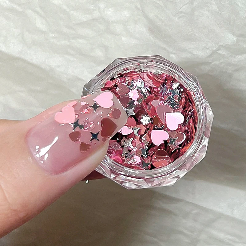 1Pc Mixed Shapes Sparkle Nail Glitter Sequins Polish Star Heart Hexagon Nail Glitter 3D Decals For Nail Shining Decorations