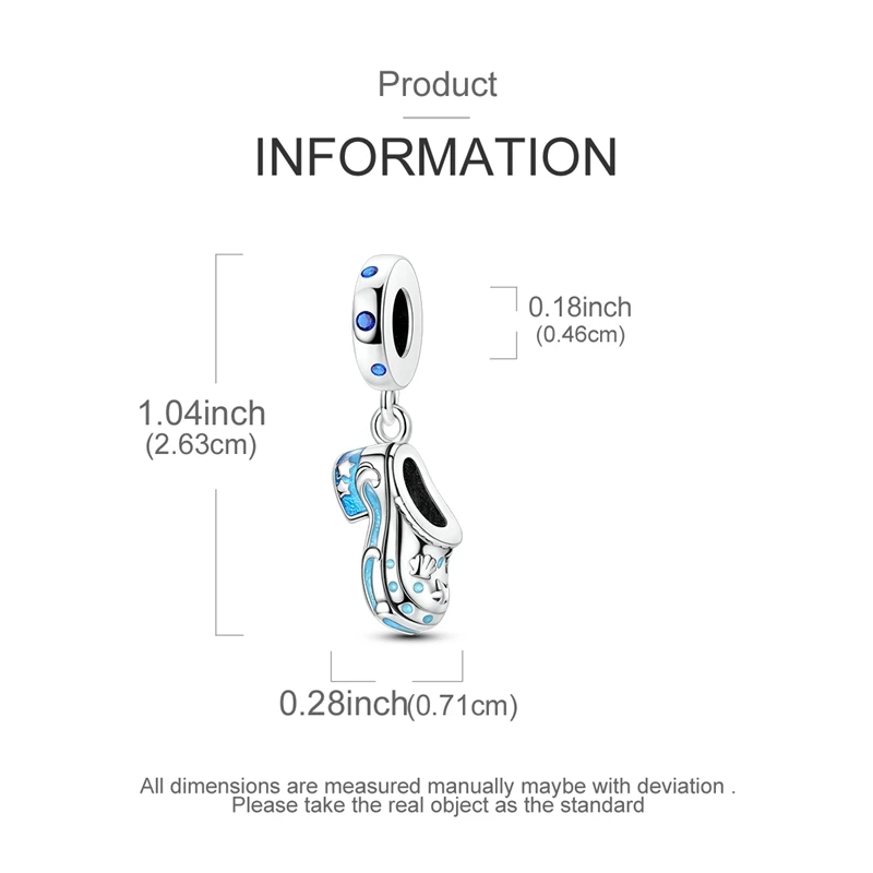 دلايات أصلية 925 فضية زرقاء المحيط شل كروكس المعلقات صالح دلايات بلاتا 925 أساور للنساء صنع المجوهرات هدايا ذاتية الصنع #5