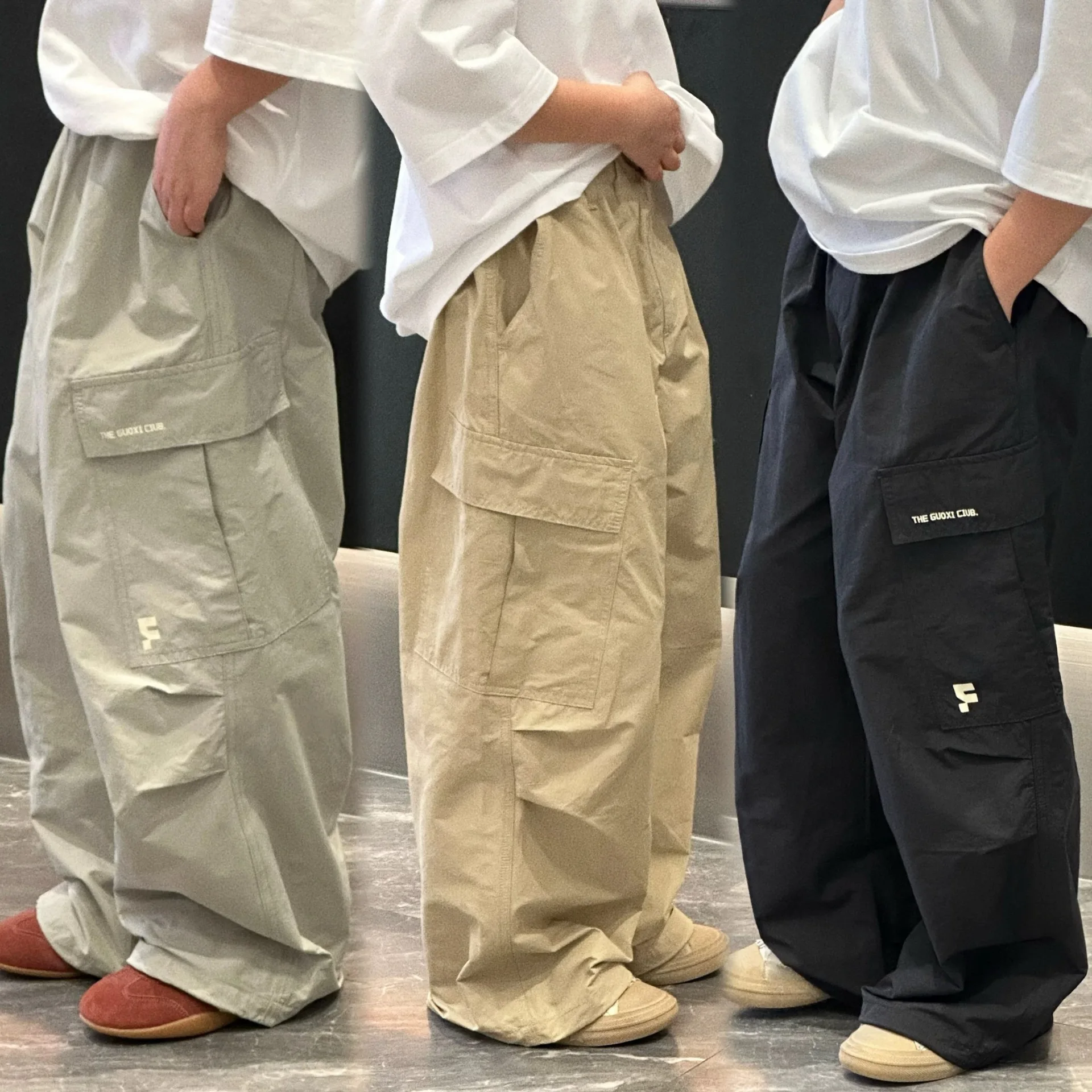 new boys' long pants, children's work pants summer clothes children's casual pants boys' solid color straight leg pants trendy