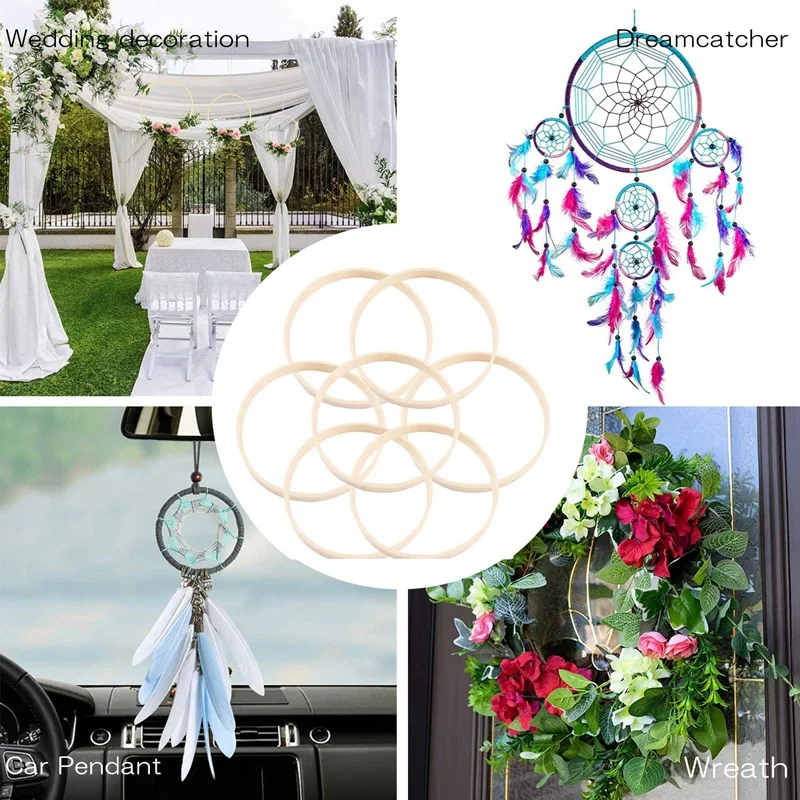 10Pcs Wooden Bamboo Dreamcatcher Rings Hoops Round Hoops Macrame Rings For Dream Catcher DIY Craft 27Cm