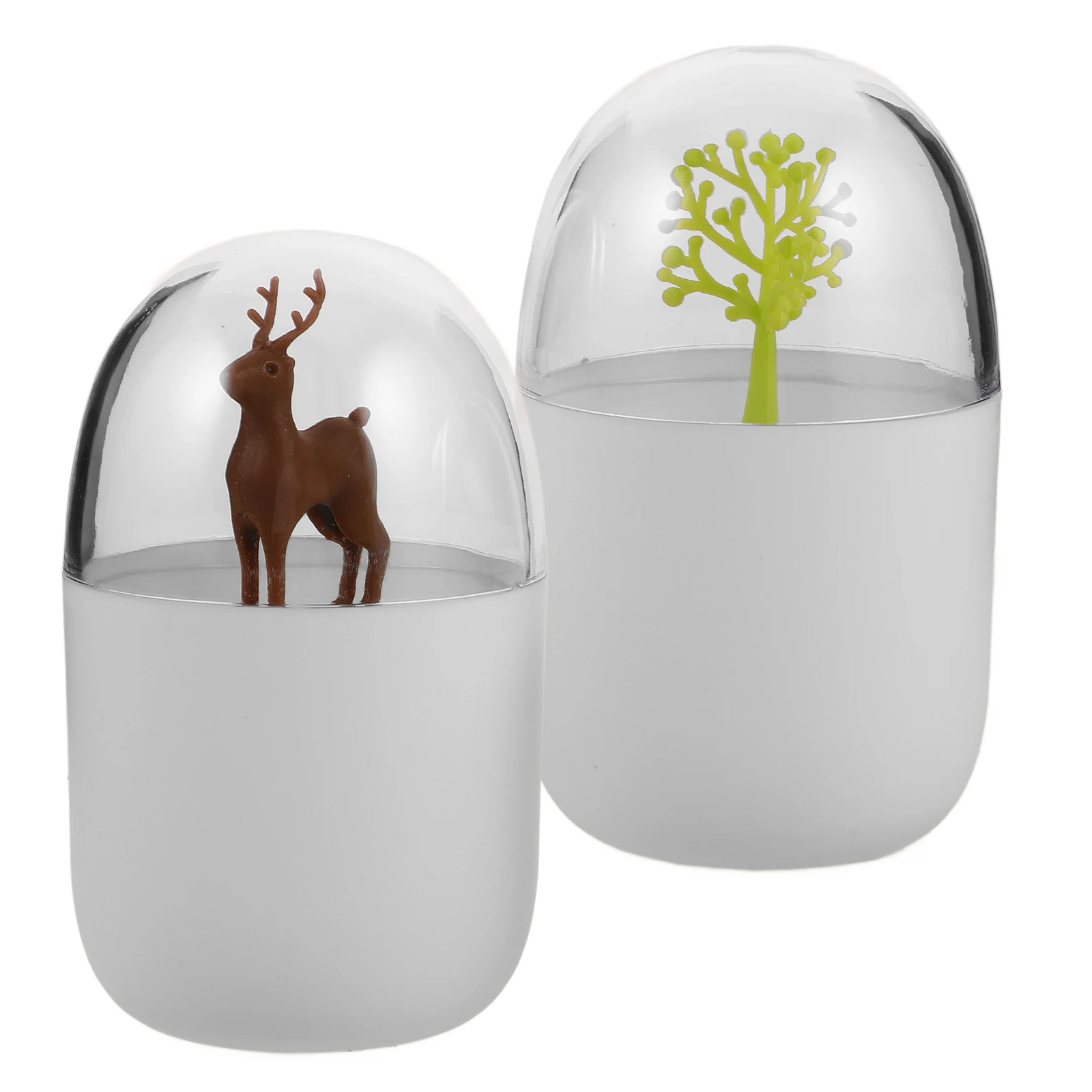 

2Pcs Eco-Friendly Toothpick Holder Dispenser for Cotton Rounds Storage Container with Cover Portable Bathroom Kitchen Desk