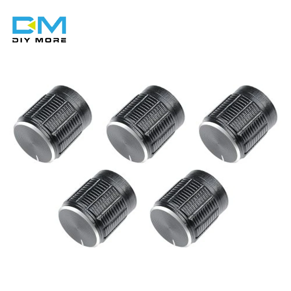 

5Pcs WH148 Potentiometer Knob Cap 6mm Knurled Aluminum Alloy Shaft Volume Control Rotary Encoder Knobs 14x16mm Black Siver Gold