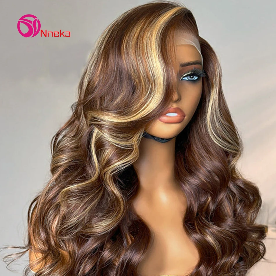 

Highlight Ombre Body Wave Wigs 13x4 Hd Lace Frontal Wig P4/27 Blonde Highlight Human Hair Wig 13x6 Lace Frontal Wigs For Women