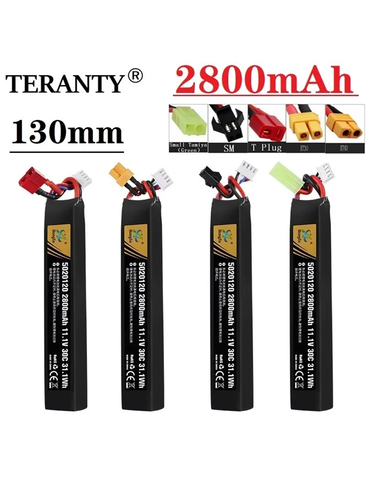 Pistolet na wodę Airsoft LiPo Bateria 3S 11,1 V 2800 mAh 5020120 Wtyczka T/Small Tamiya do pistoletu pneumatycznego Airsoft BB Części do pistoletów elektrycznych — 2