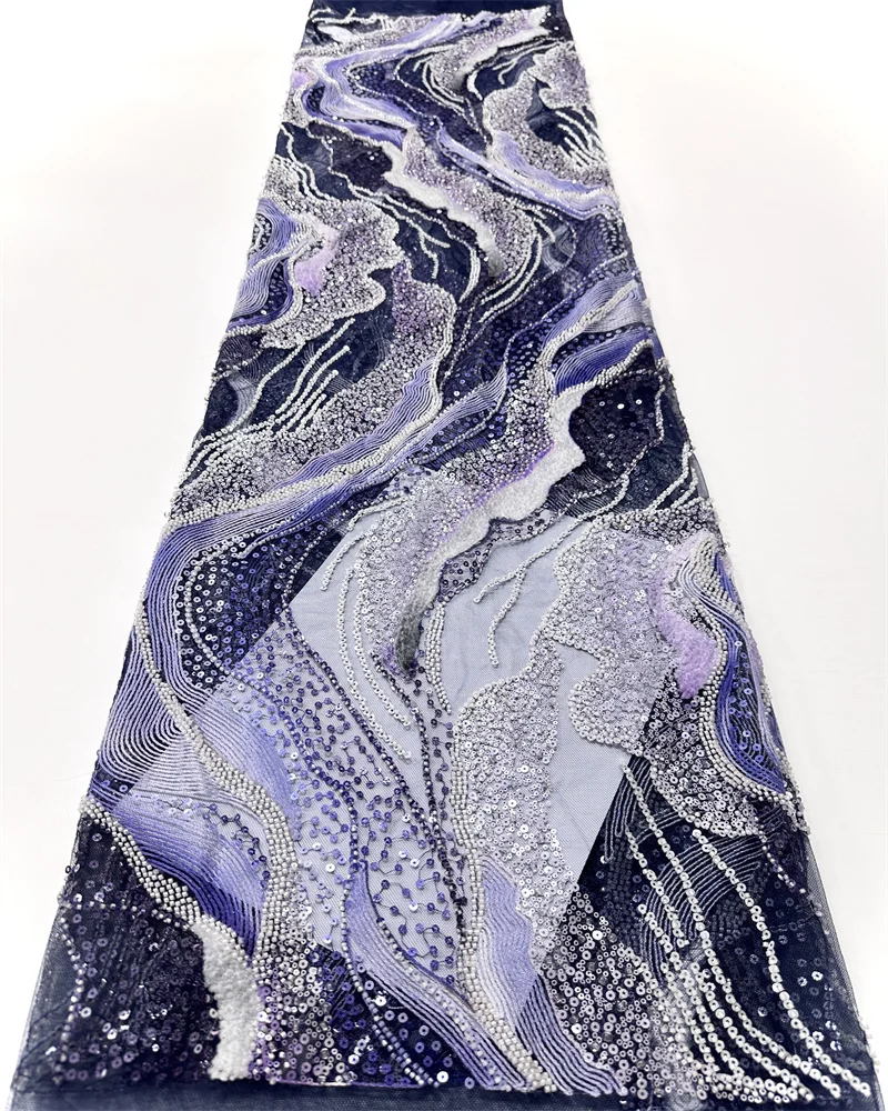 

Африканская кружевная ткань ручной работы с блестками и бисером, роскошная французская нигерийская сетчатая тюль, кружевная ткань, женские свадебные платья