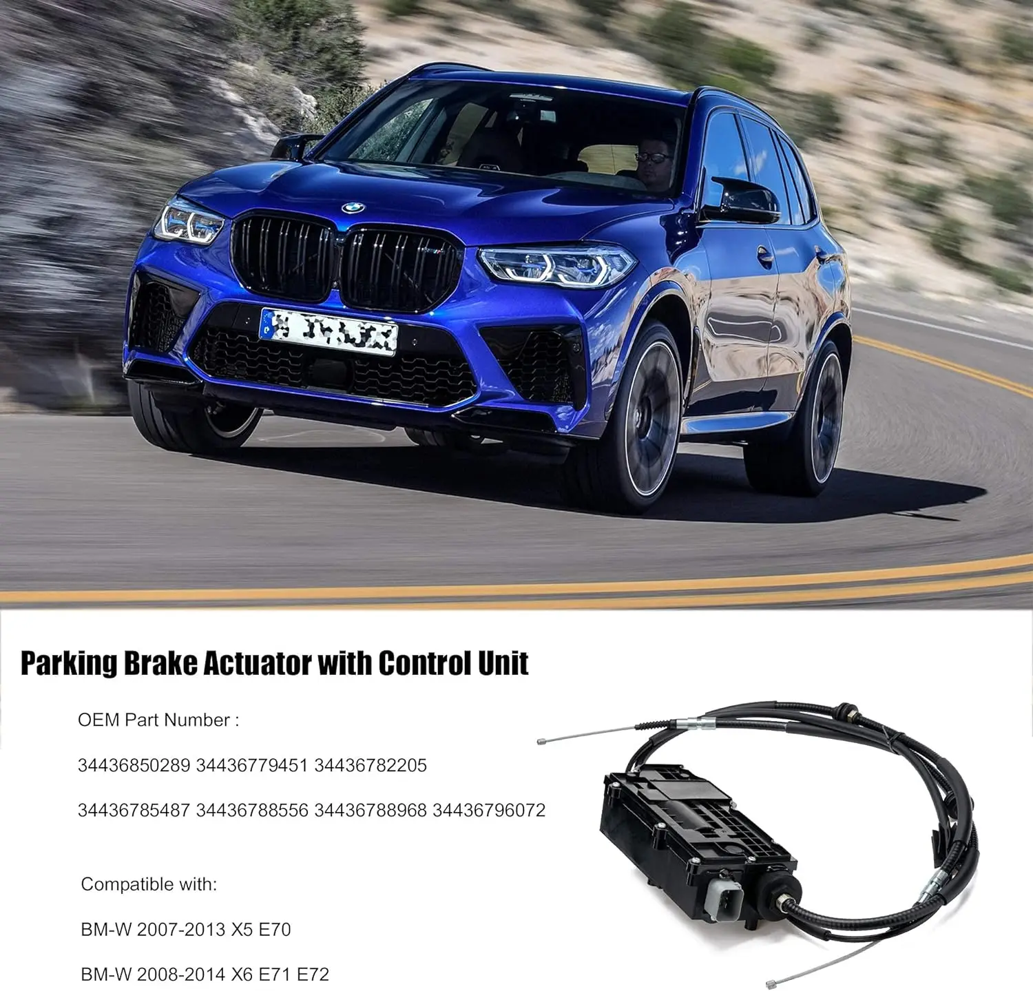 Electric Parking Brake Handbrake Actuator with Control Unit For BMW X5 X6 E70 E71 E72 34436850289