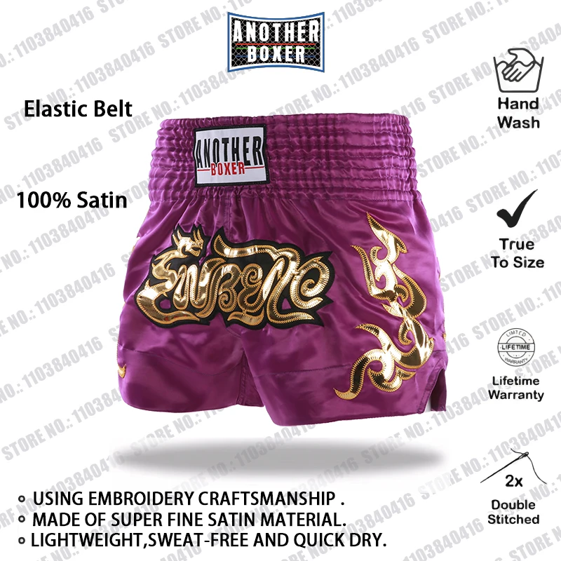 Shorts Muay Thai Purple Boxing Shorts Satin MMA Martial Arts Boxeo Clothes Gym Men Women Child Cage Fighting Kickboxing Pants