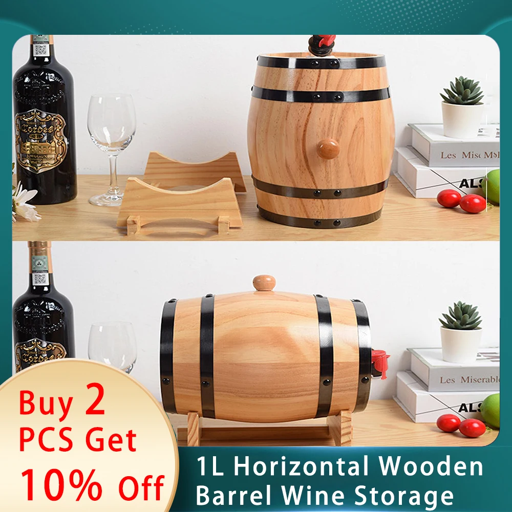 

Wine Oak Barrels 1L Oak Barrels Bar Catering Wooden Beer Kegs 1L Horizontal Wooden Barrels for Red Wine Wooden Storage Container