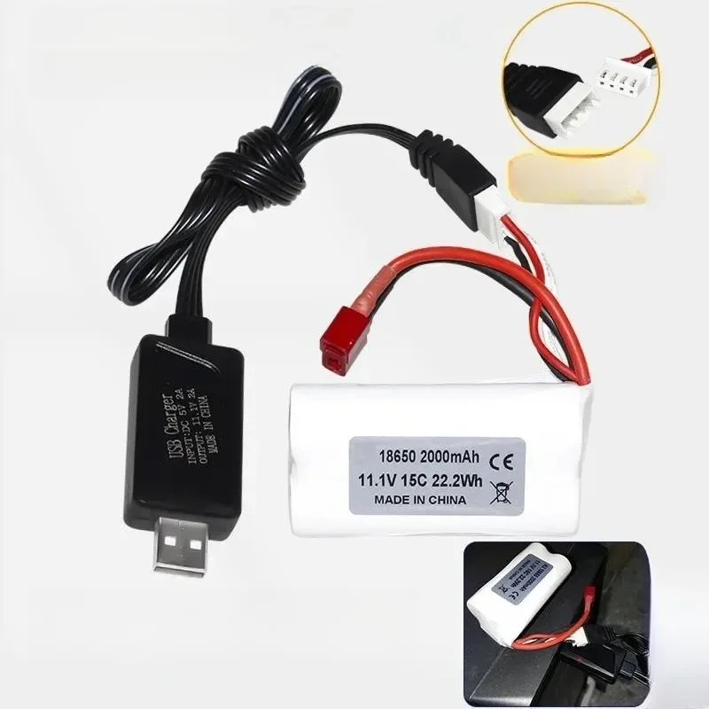 [NEW]  for Brushless Boat Battery 18650 Lithium Battery Pack 11.1V 2000mAh High Rate 15C Remote Control Boat Special Battery