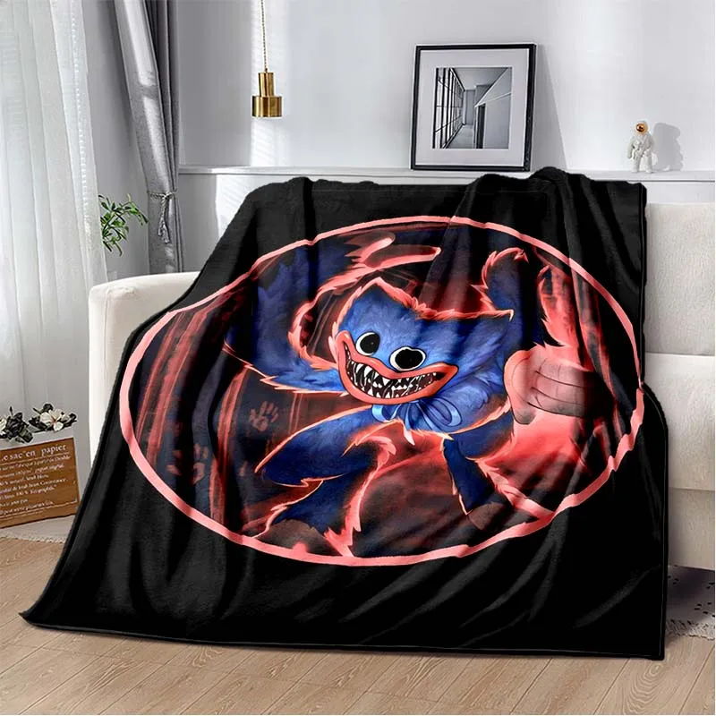 3D Cartoon H-Huggy-Wuggy-y Bed Cover Flannel Sofa Bed Living Room Warm Plush Portable Office Hotel Comfortable Soft Blanket Gift