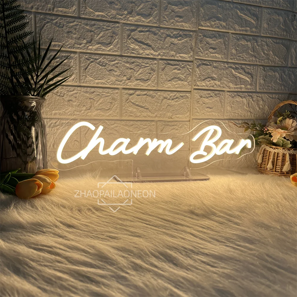 Charm Bar Neon Sign Bright LED Wall Room Bar Decor Commercial Pub & Home Bar Grand Neon Lights Dimmable USB Opening Gift