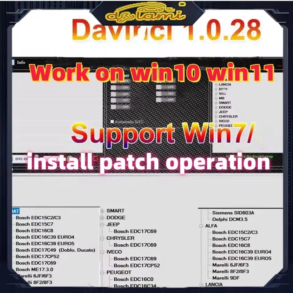 

Программное обеспечение DaVinci 1.0.28 для программирования автомобильных ключей, новая версия 2025 года, поддерживает Windows 7/10/11, неограниченное использование KESS/KTAG Keygen, хит продаж