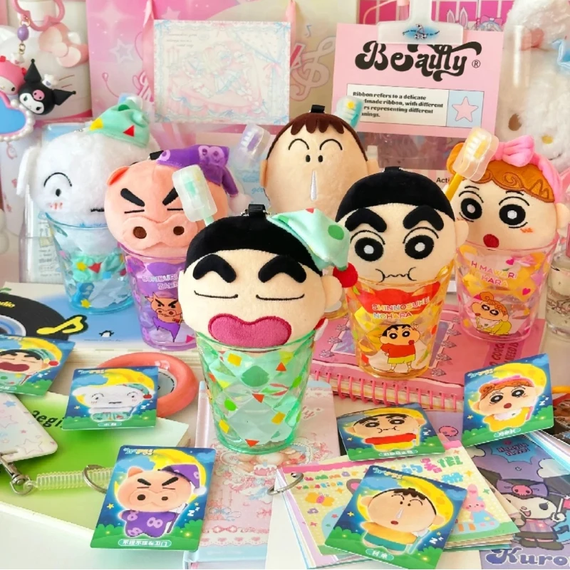 100%Original Crayon Shinchan Wayaya Set Mystery Blind Box Kawaii Mini Figure Doll With Toothbrush & Cup Cute Keychain Kids Gifts