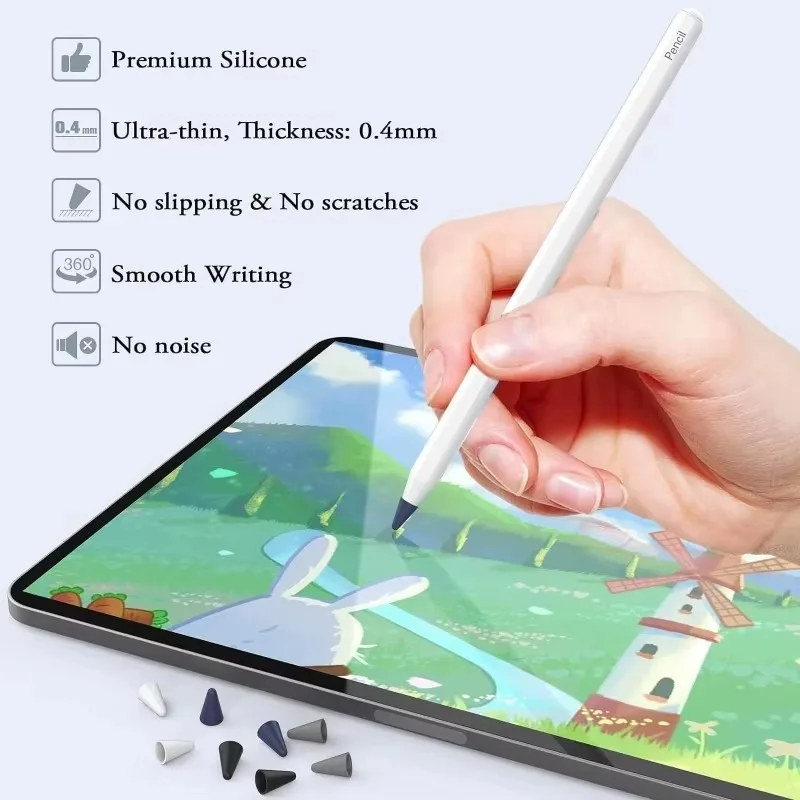 Ponta de lápis capa protetora de silicone macio para apple pencil 1a 2a geração nib tela toque stylus caneta nibs boné para ipencil 1 2