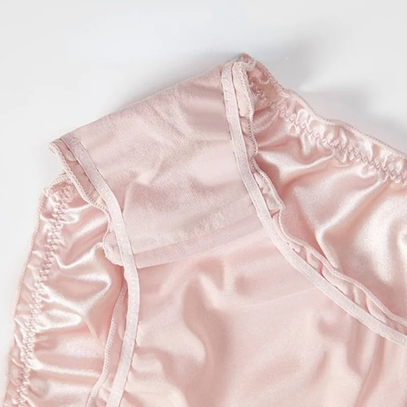 European and American Panties Women Low-waisted Underwear Plus Size Ice Silk Panties Ladies Traceless Solid Color Cotton Briefs