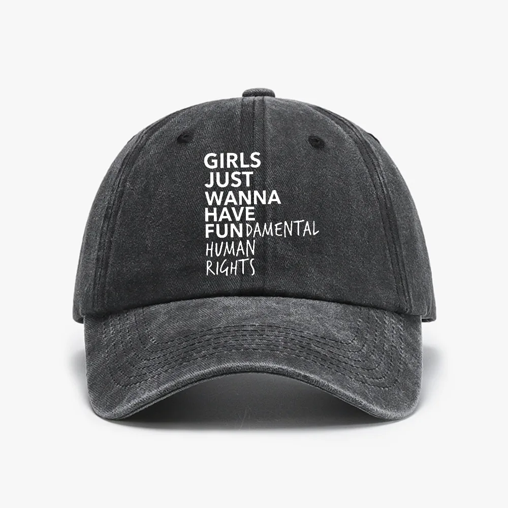 

Girls Just Wanna Have Fundamental Human Rights letter print Baseball cap Soft top denim hat fashion adjustable snapback hats