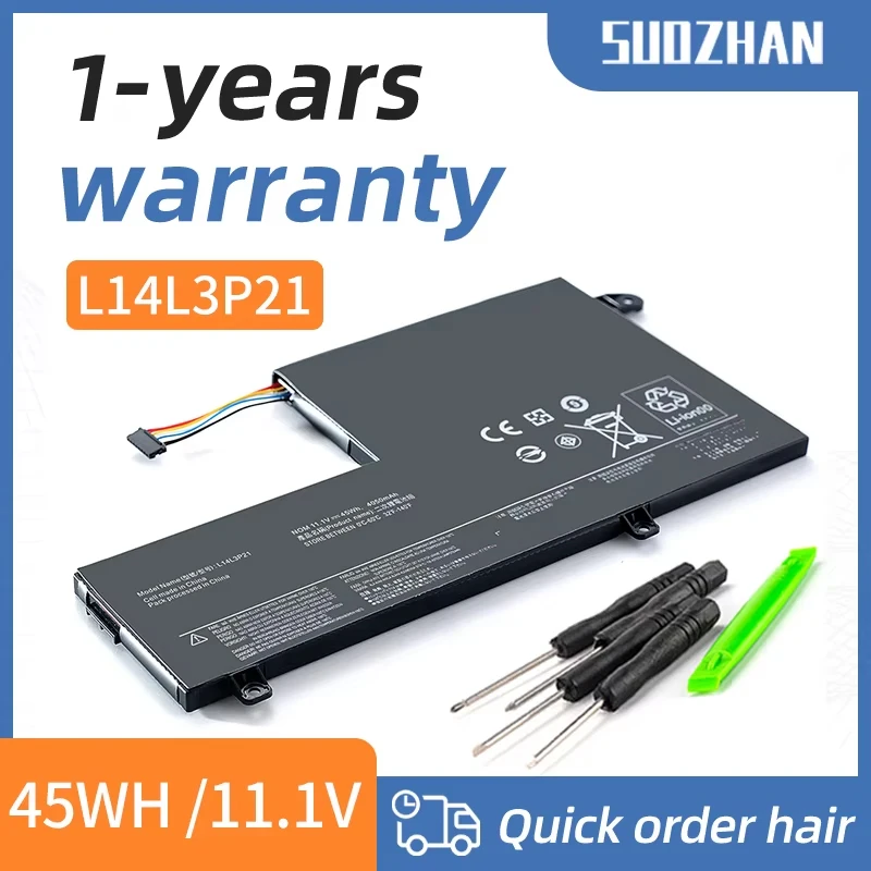 SUOZHAN L14L3P21 L14M3P21 Laptop Battery For Lenovo Flex 3-1470 1580 5B10G78611 Edge 2-1580 Yoga 500 14ISK L14M3P21 11.1V 45WH