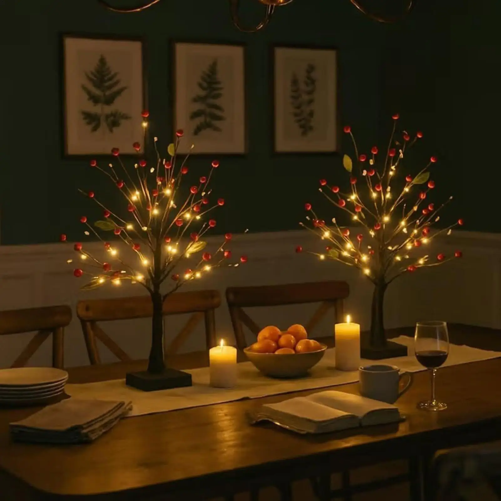 

Красная ягода, мерцающая елка с подсветкой, рождественский декор, праздничная елка, центральная часть стола для квартиры, ресторана, планировщики событий