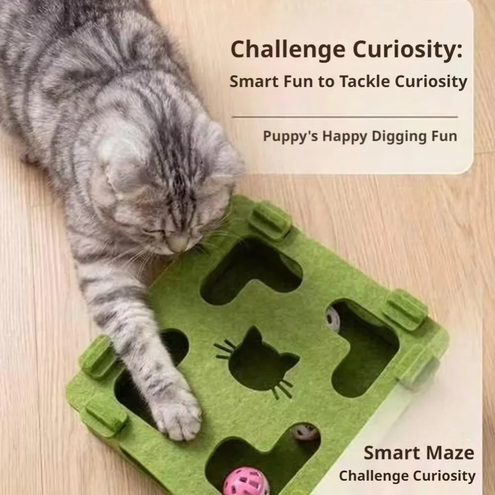 Felt Cat Maze Play Box Interactive Bite Resistant Cat Puzzle Modular Splicing Scratch Resistant Cat Teaser Box Indoor Cats