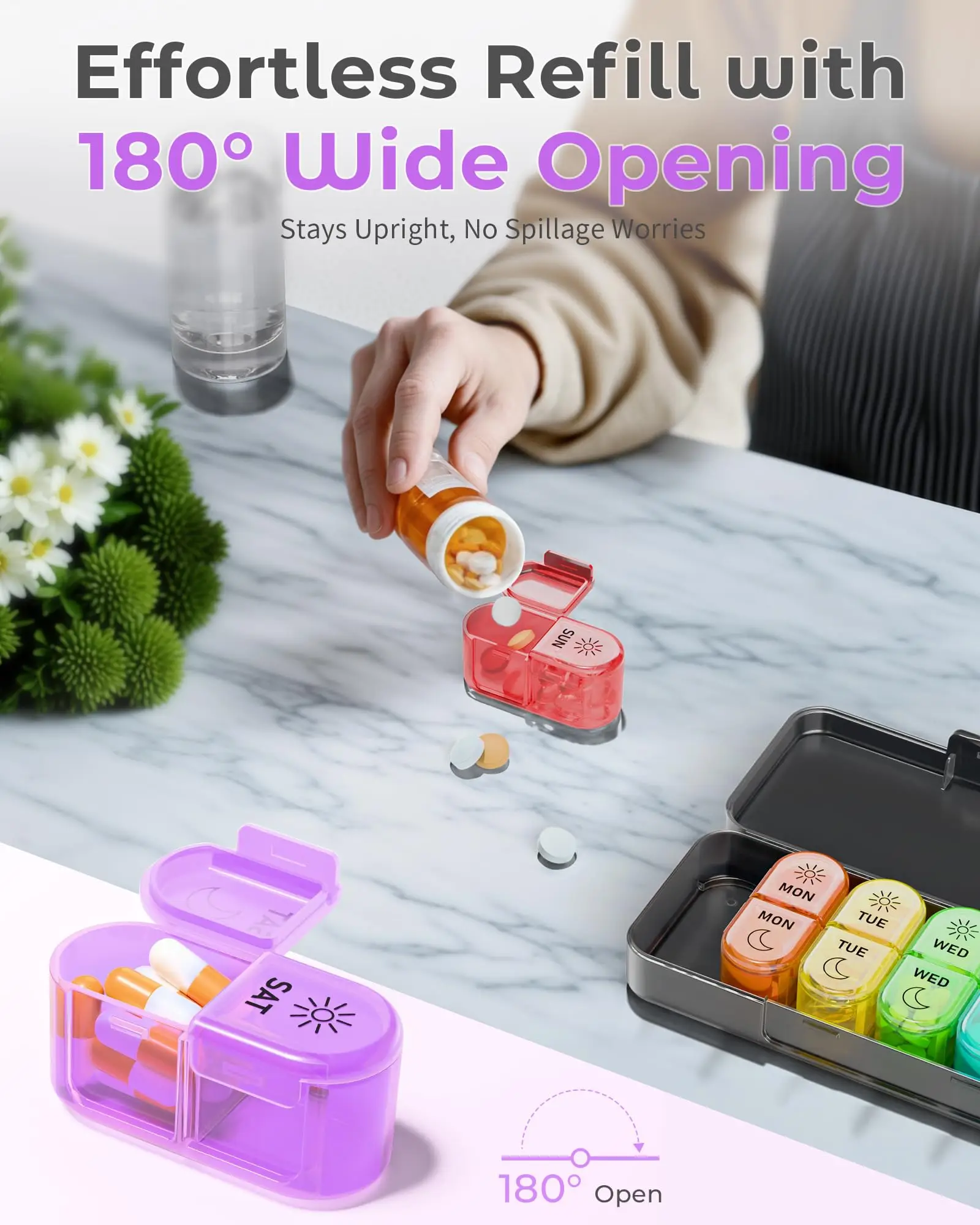 7-Day AM & PM Weekly Pill Organizer description 4