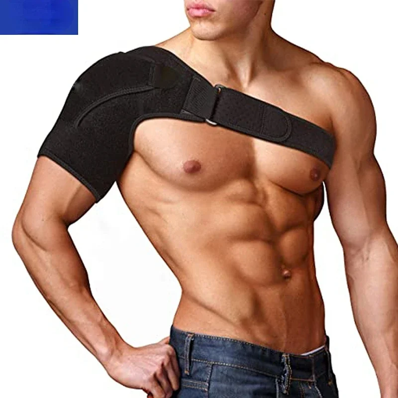 

Adjustable Breathable Gym Sports Care Single Shoulder Support Back Brace Guard Strap Wrap Belt Band Pads Black Bandage Men/Women