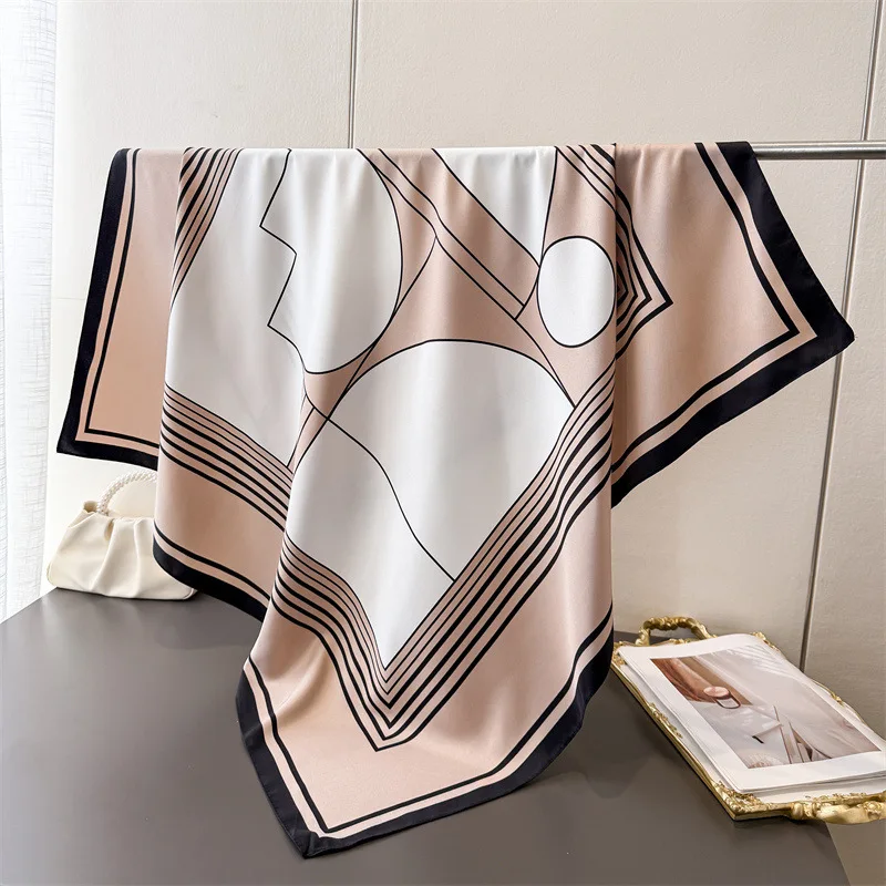 90*90cm Sommer Dünner Baumwoll-Quadratschal Damen Seidenschals Bandanas Luxus Strandtuch Wickeltücher Blumenbedruckter Hijab Halstuch – Detail 14