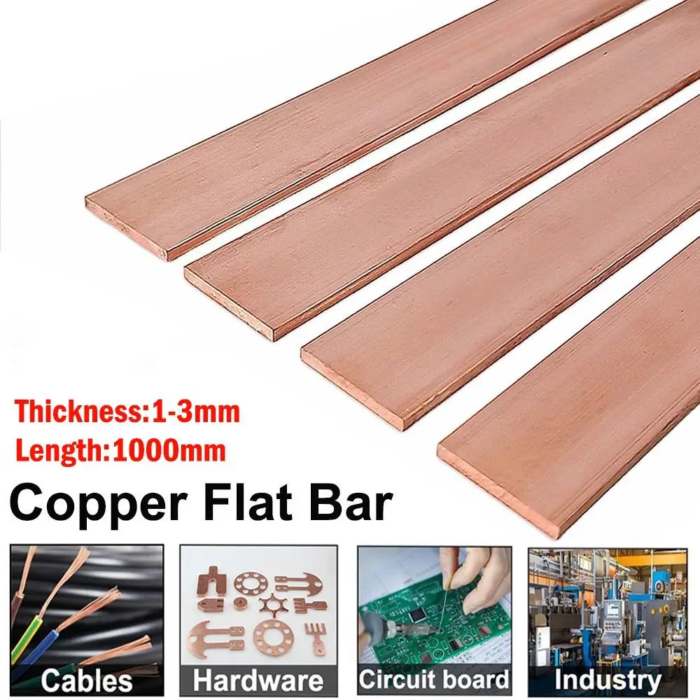 

New Thickness 1-3mm Copper Flat Bar Length 1000mm High Purity Copper Bar Stock Pure Copper Strip Electroplating