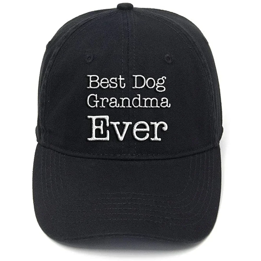 Lyprerazy Best Dog Grandma Ever Gift Washed Cotton Adjustable Men Women Unisex Hip Hop Cool Flock Printing Baseball Cap