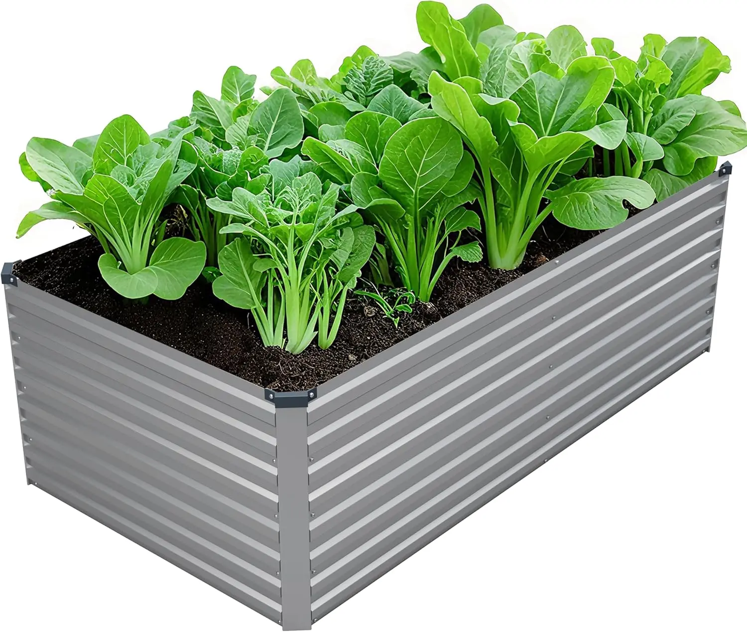 

6x3x2ft Galvanized Raised Garden Bed Kit - Large Rectangular Metal Planter Box for Vegetables, Flowers, Herbs - Silver