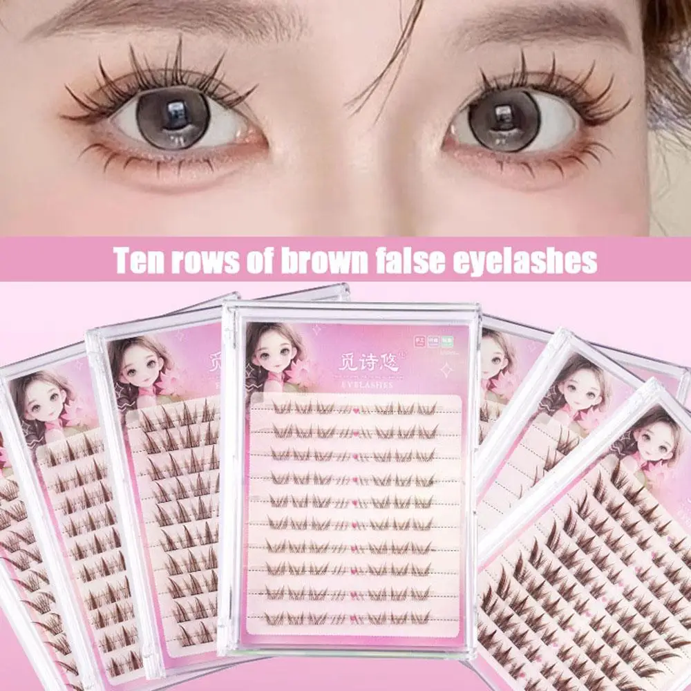 Cluster Ciglia Senza Colla Ciglia Autoadesive Innesto Ciglia Segmentate Marroni Prodotti per il Trucco delle Donne Ciglia Finte