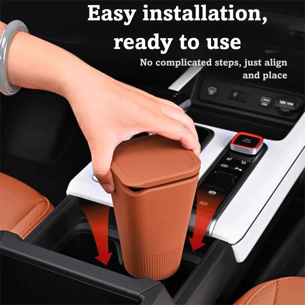Silicone Material Car Trash Bin Odor-Proof Sealed Design Garbage Cup Hygienic Compact Size In-Car Trash Bin Vehicle Storage