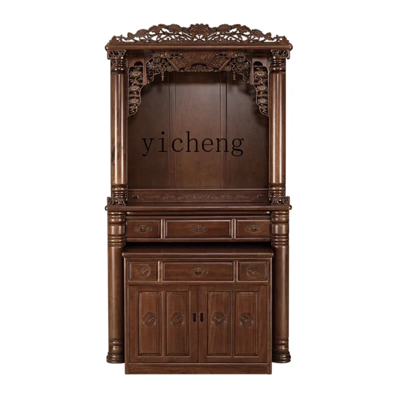 

XL wood Buddhist shrine vertical cabinet household God of Wealth cabinet ancestral hall shrine table Buddha offering cabinet