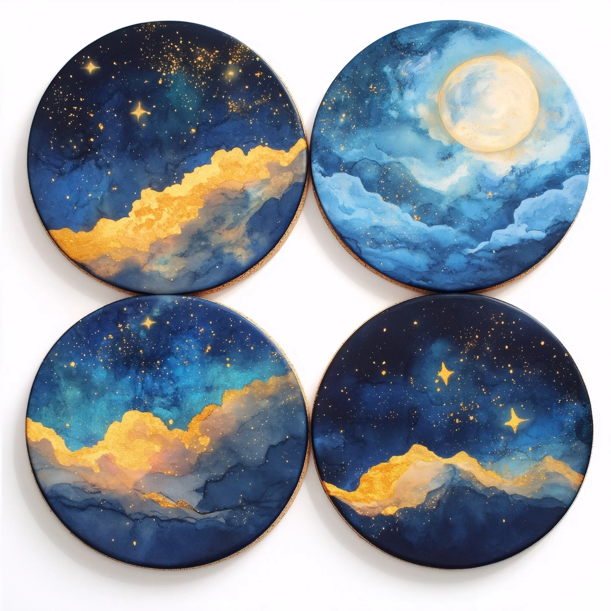 

1PCS Round Ceramic Coaster Star Absorbent Cushion Cork Non-Slip High Temperature Coffee Cup Mats Kitchen Items Accessories