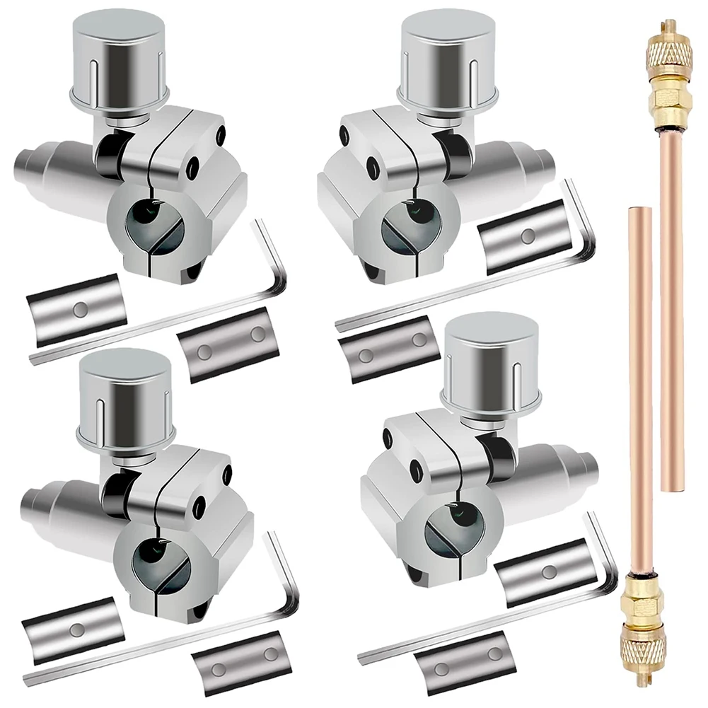 4Pcs Piercing Valve Line Tap Valve Compatible for 1/4, 5/16, 3/8inch Outside Diameter Pipes,1/4 SAE Service Access Valve