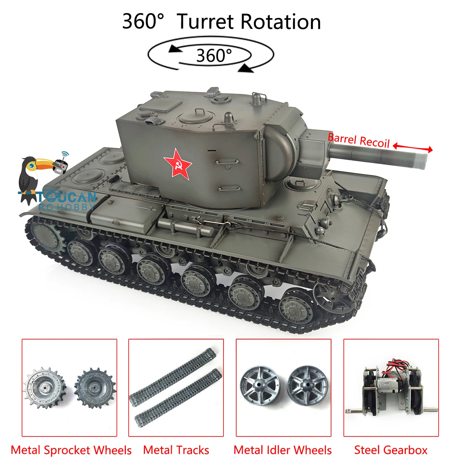 

HENG LONG 1/16 7.0 Customized Soviet KV-2 Gigant FPV RTR RC Tank 3949 Metal Tracks TH20026-SMT4