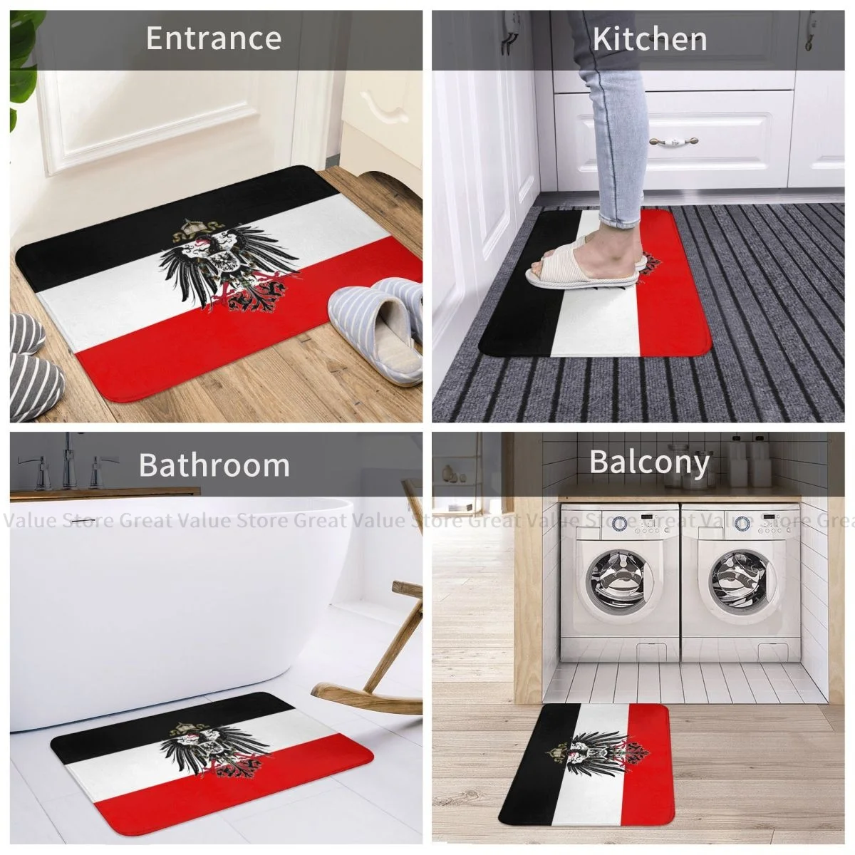 German Empire State Flag Bath Mat German Empire Flag Doormat Kitchen Carpet Outdoor Rug Home Decoration