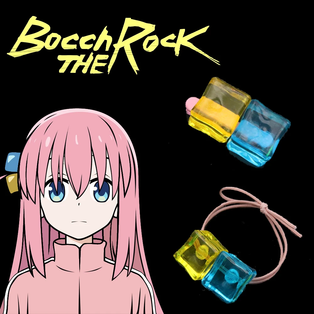 ¡Anime Bocchi The Rock! Horquilla cuadrada Gotou Hitori Gotoh, accesorio de Cosplay de pelo azul y amarillo, niñas y mujeres, regalo para fiesta