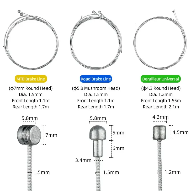 Brake Derailleur Cables Kit Carbon Steel Wire MTB Road Bike Front Rear Inner Line Shifter Cable Wire Buckle Disc System Parts