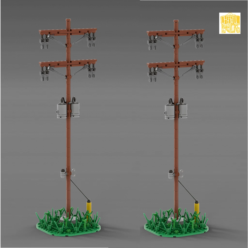 MOC-50464 Two Utility Poles Model With PDF Drawings Building Blocks Bricks Kids Educational DIY Toys Birthday Christmas Gifts