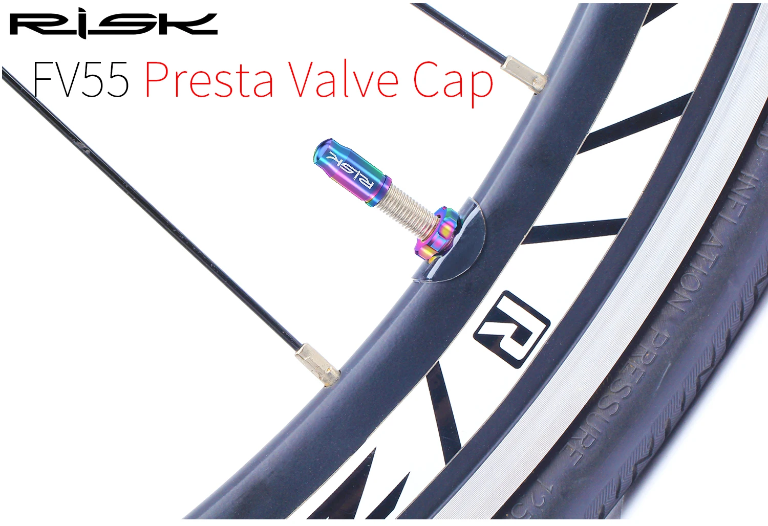 Risk MTB Rennrad Presta Schrader Ventilkappe Wasserdicht Staubdicht FV AV Ventildeckel, Titanlegierung Mutter mit Schraubenschlüssel Werkzeug – Detail 4