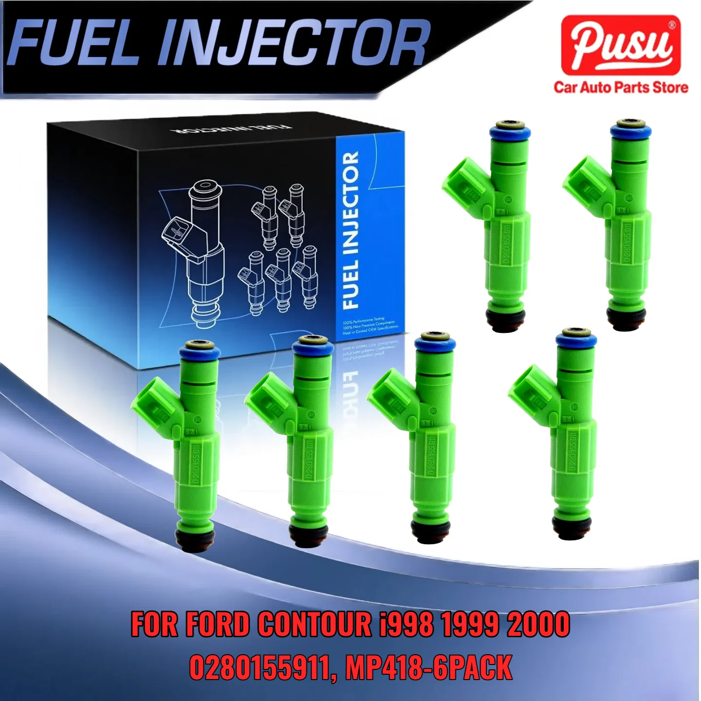 Zestaw 6 wtryskiwaczy do Forda Contour 1998 1999 2000 V6 2.5L Zastępuje 0280155911 MP418-6PACK