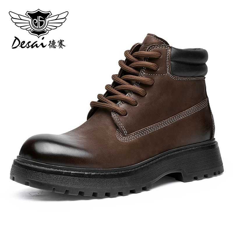 

DESAI Men Boots Outdoor Shoes Style Formal Men Shoes Casual Designer Fashion Lace-up 2023 Winter New Color