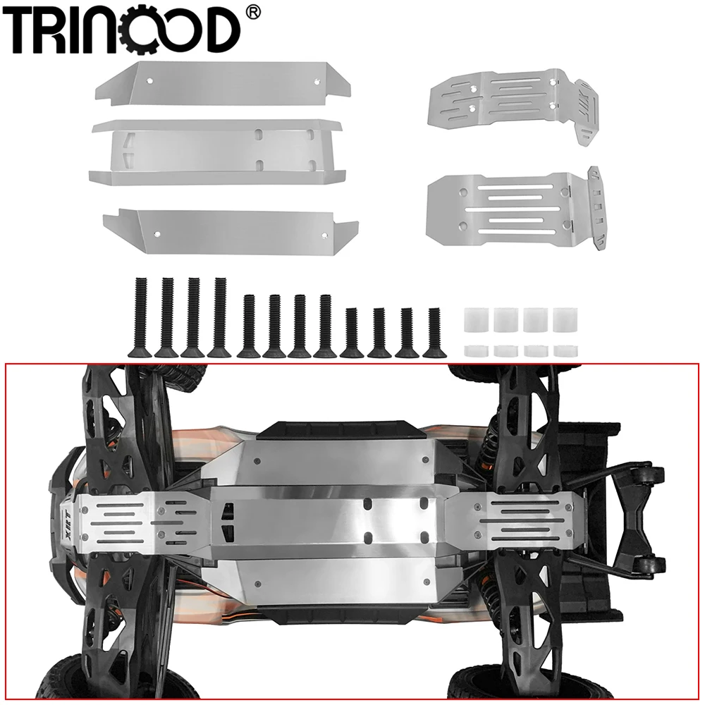 TRINOOD Stainless Steel Chassis Armor Skid Plate Guard Protect Set for 1/6 XRT 8S 4WD RC Truck Buggy Upgrade Parts