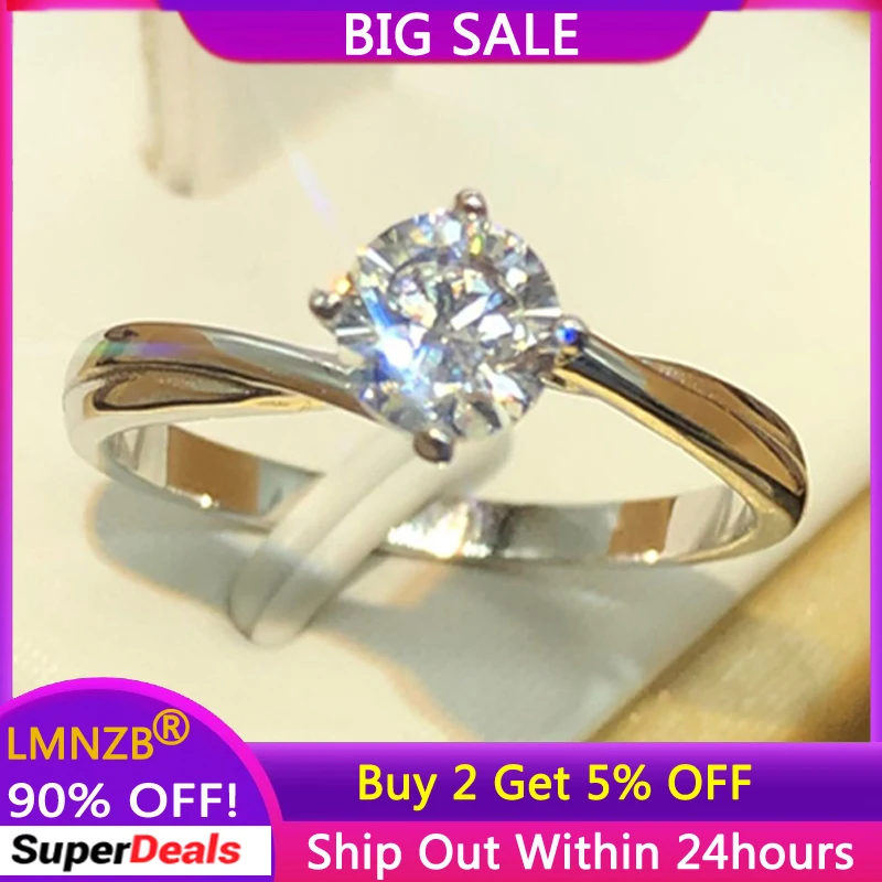 Allergy Free Tibetan Silver Ring Twist Inlay Solitaire 1 Carat CZ Zircon Wedding Engagement Band for Woman Girls Fine Gift